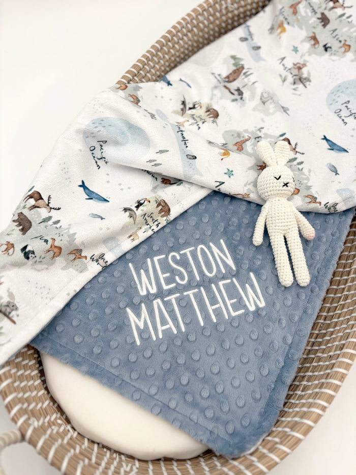 World Map Boy Crib Blanket