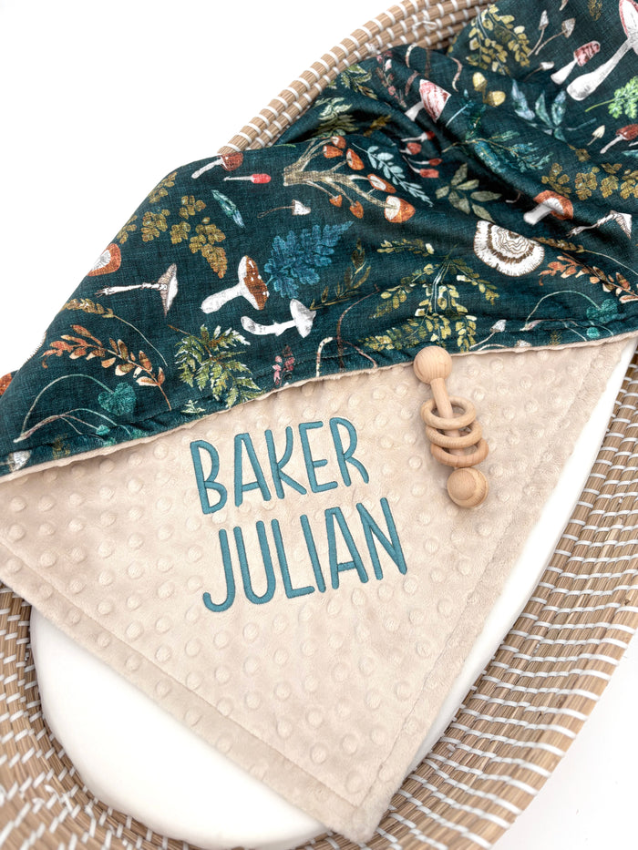 Personalized Mushroom Crib Blanket