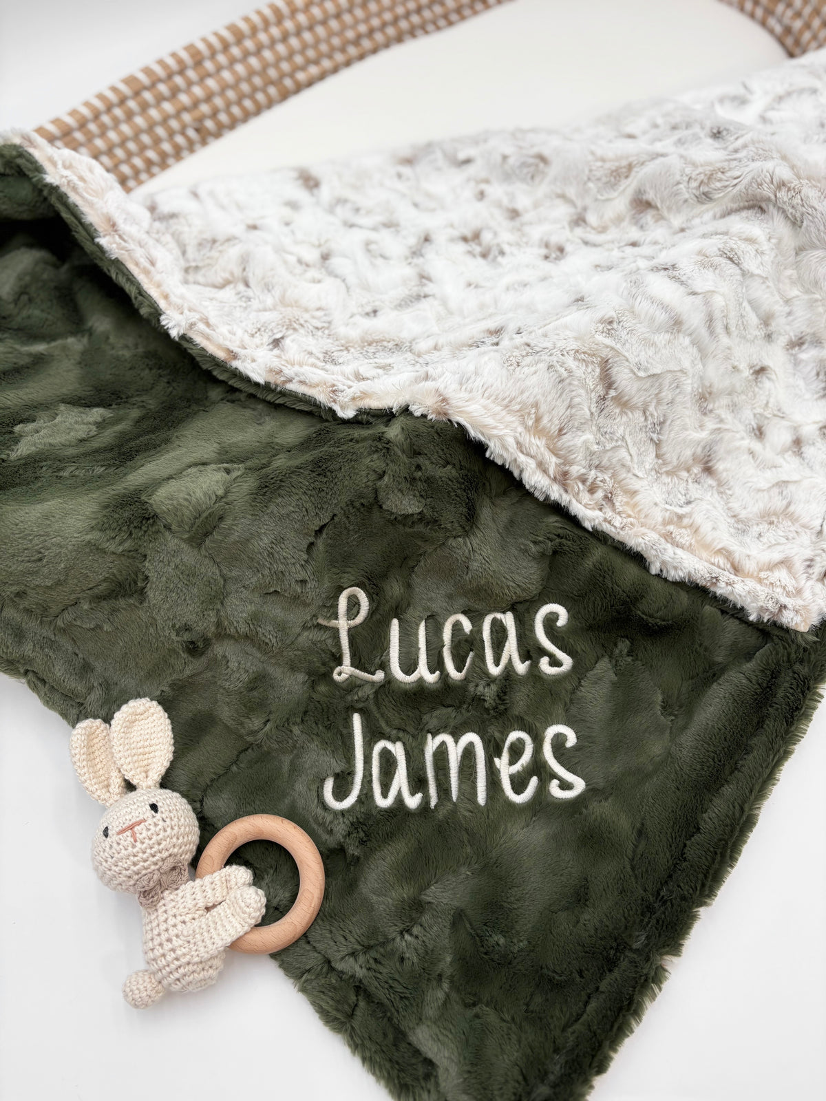 Custom Personalized Baby Blanket - Snowy Owl Natural
