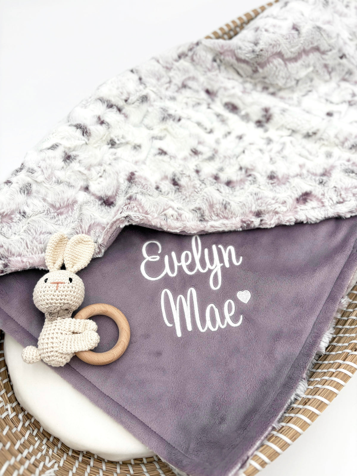 Personalized Baby Blanket - Light Purple Snowy Owl