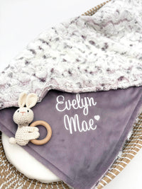 Personalized Baby Blanket - Light Purple Snowy Owl