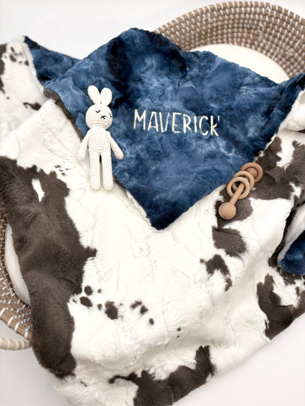 Western Baby Blanket -  Cowhide