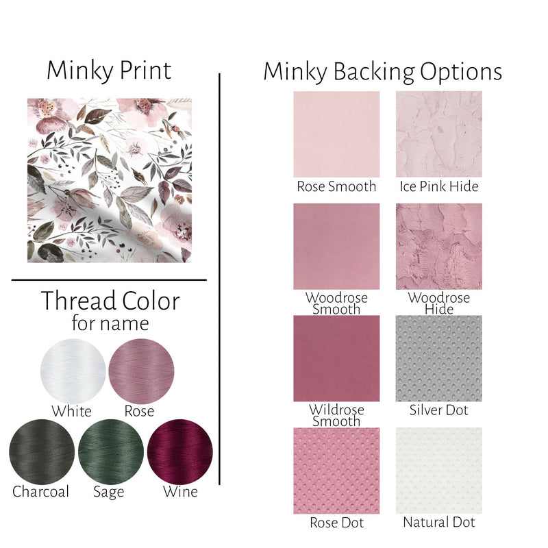 Rose Floral Custom Baby Girl Blanket