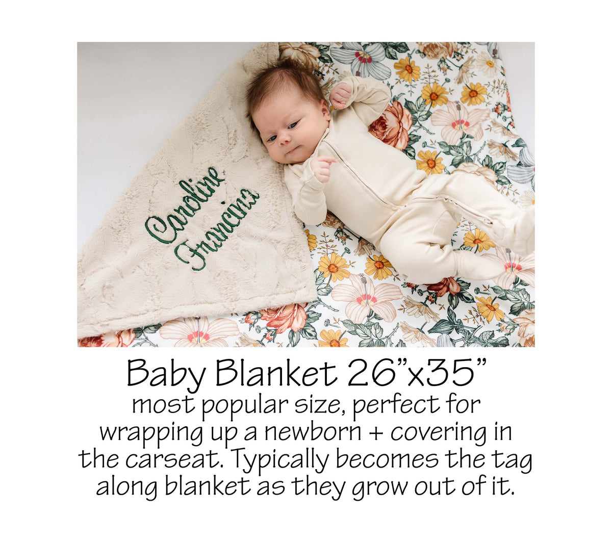 Faux Embroidered Floral Baby Blanket