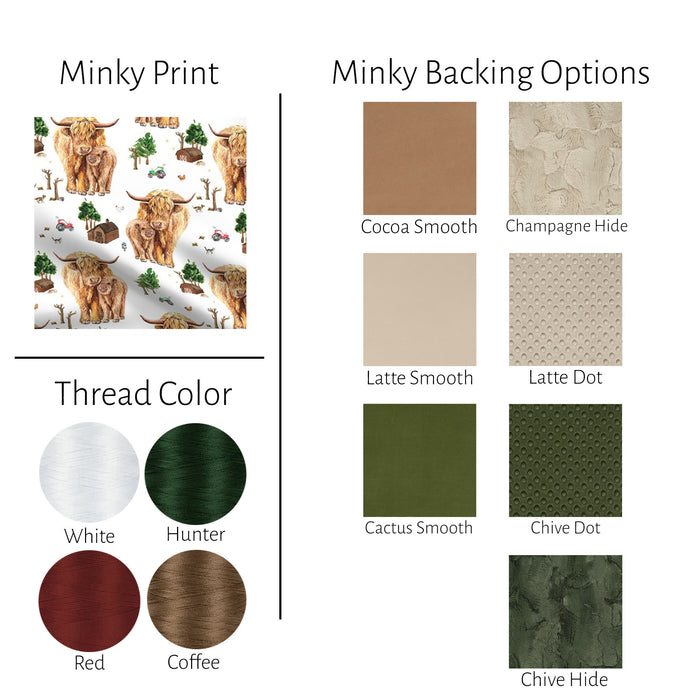 Highland Cow Boy Minky Baby Blanket