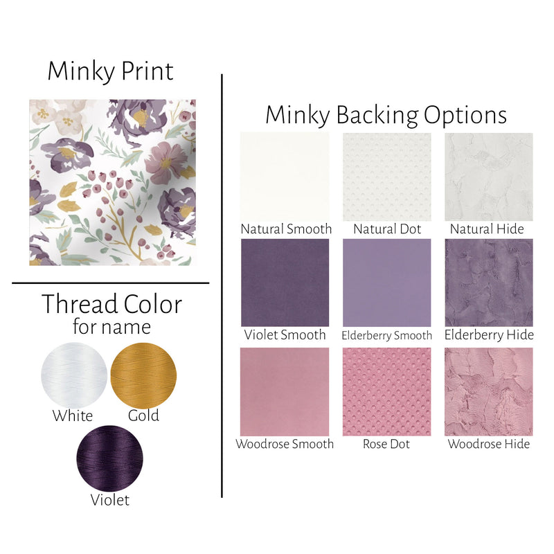 Dusty Purple Floral Baby Blanket for Baby Girl