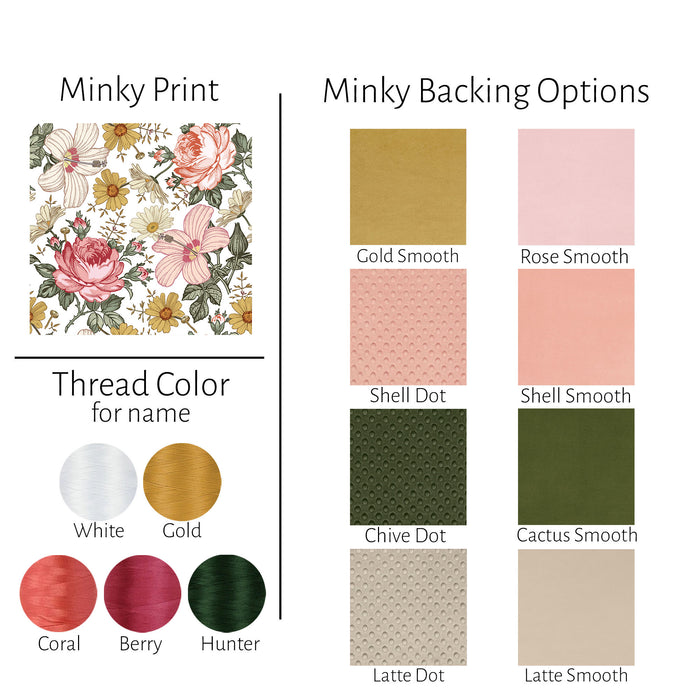 Pink Vintage Floral Girl Baby Blanket
