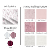 Blush Herringbone Personalized Girl Baby Blanket