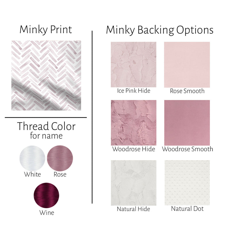 Blush Herringbone Personalized Girl Baby Blanket