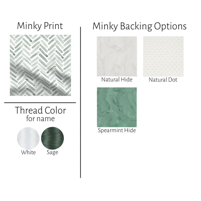 Gender Neutral Baby Blanket - Sage Herringbone